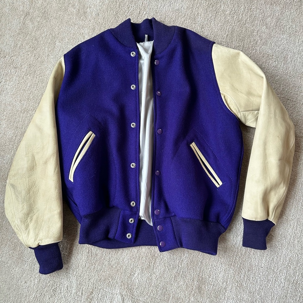 Purple and Cream Varsity Jacket